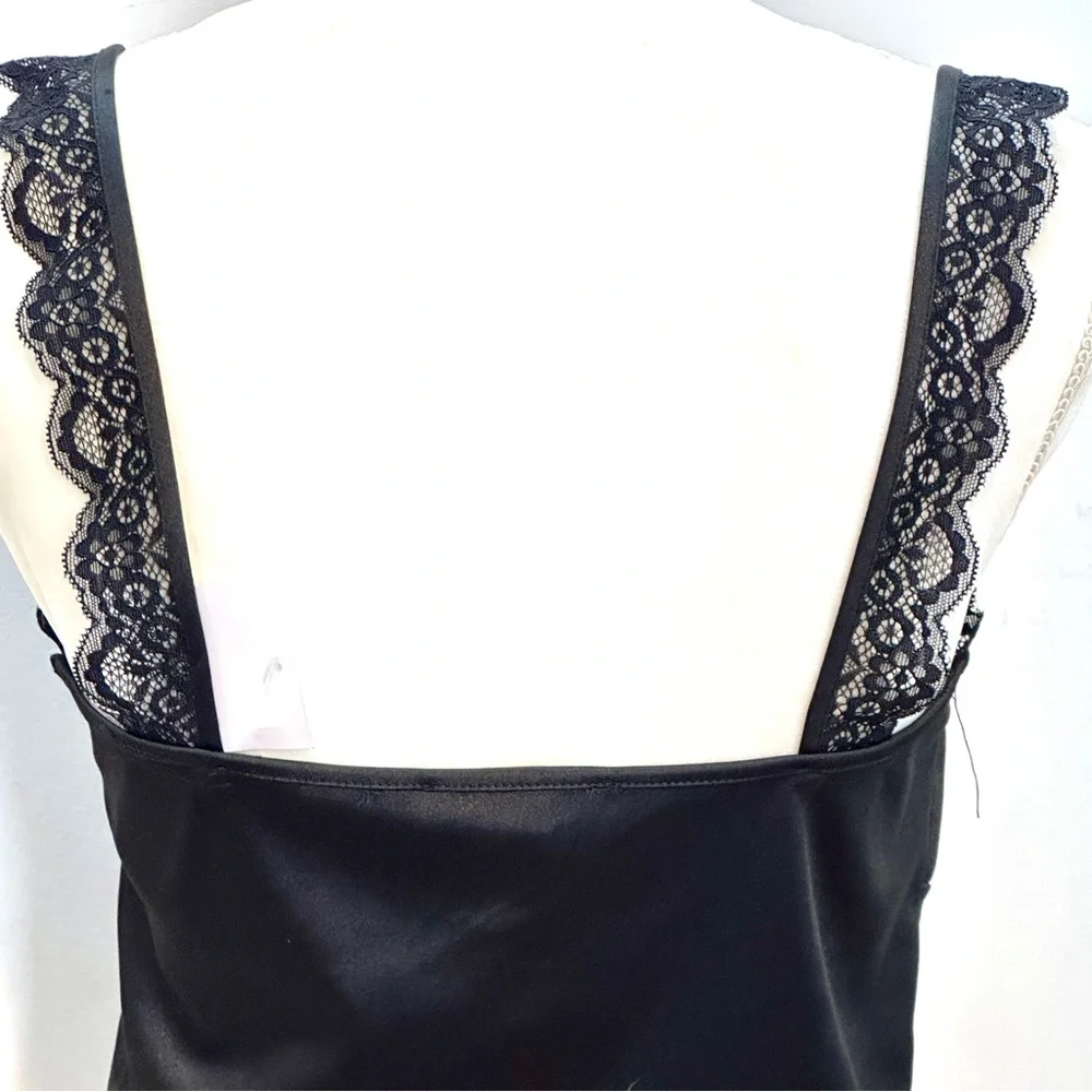 Forever 21 Black Satin & Lace Camisole, sz Large - Picture 4 of 8